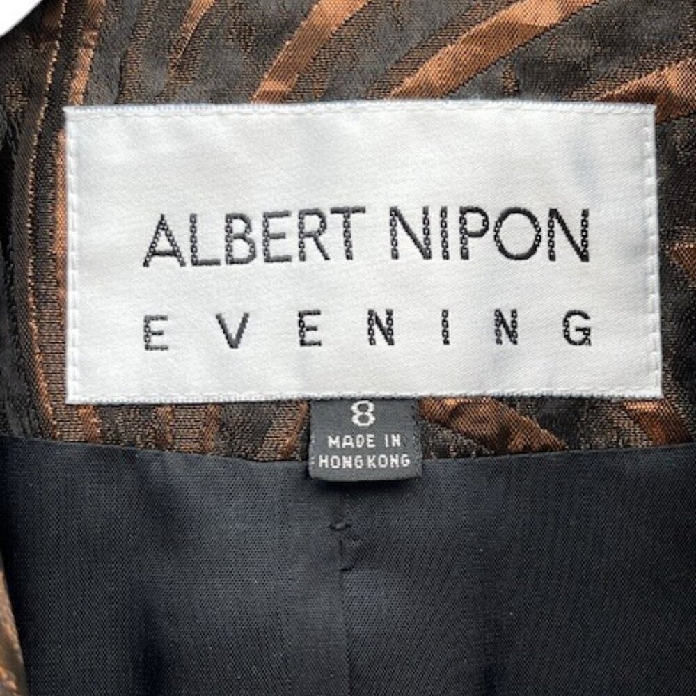 Albert Nipon Evening Blazer Jacket Black Bronze Metallic Rhinestone Buttons SZ 8 - Picture 13 of 15